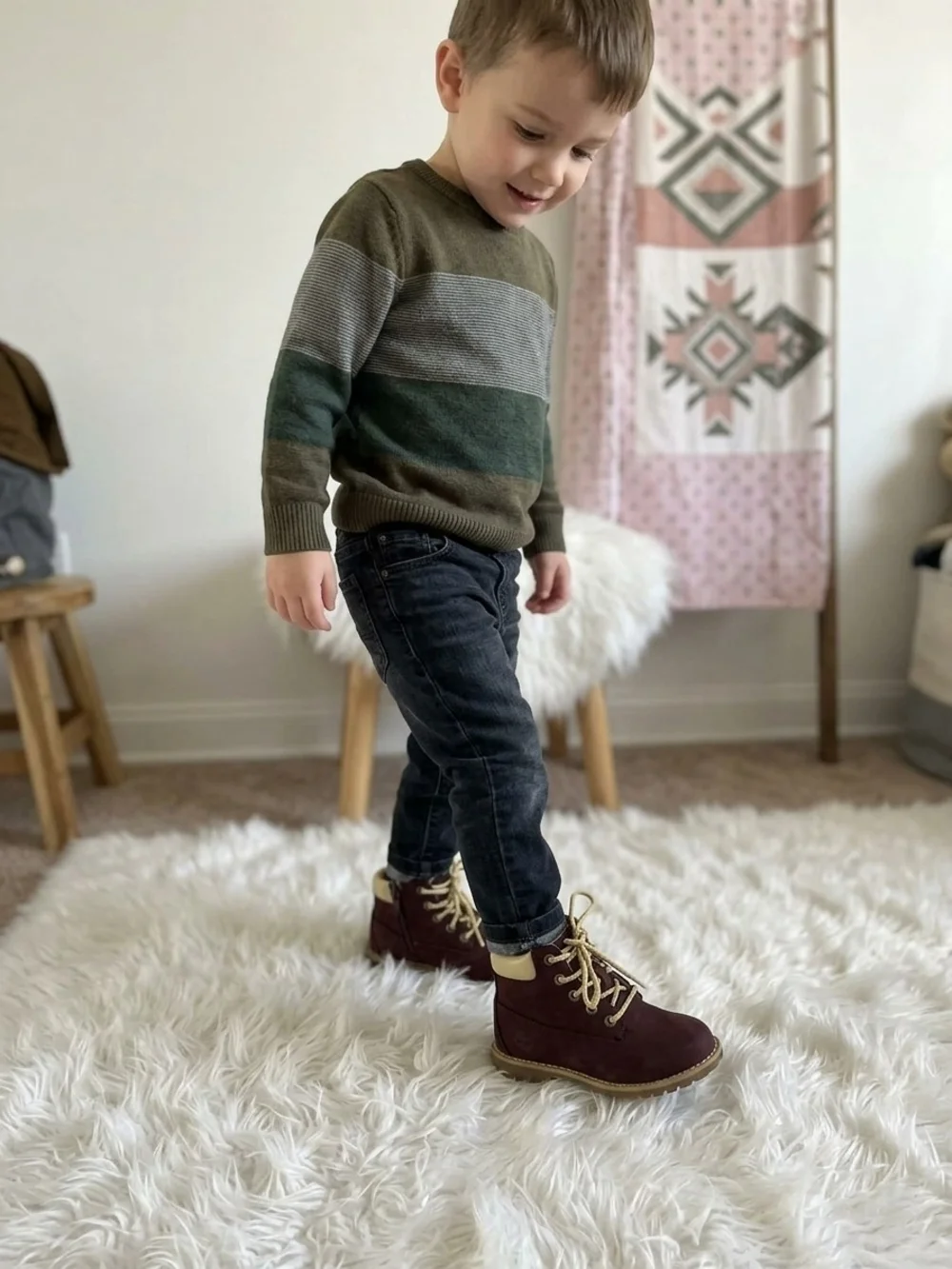 Timberland pokey Pine   Kids Burgundy Lace-Up Boots New Whithout Label